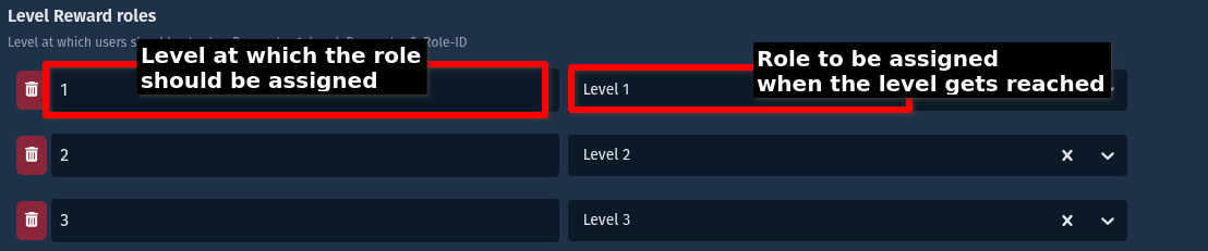 Screenshot of the SCNX Dashboard level rewards configuration